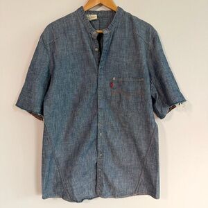 Levi’s Japan Y2K Red Tab Denim Short Sleeve Mandarin Collar Snap Front Men’s M